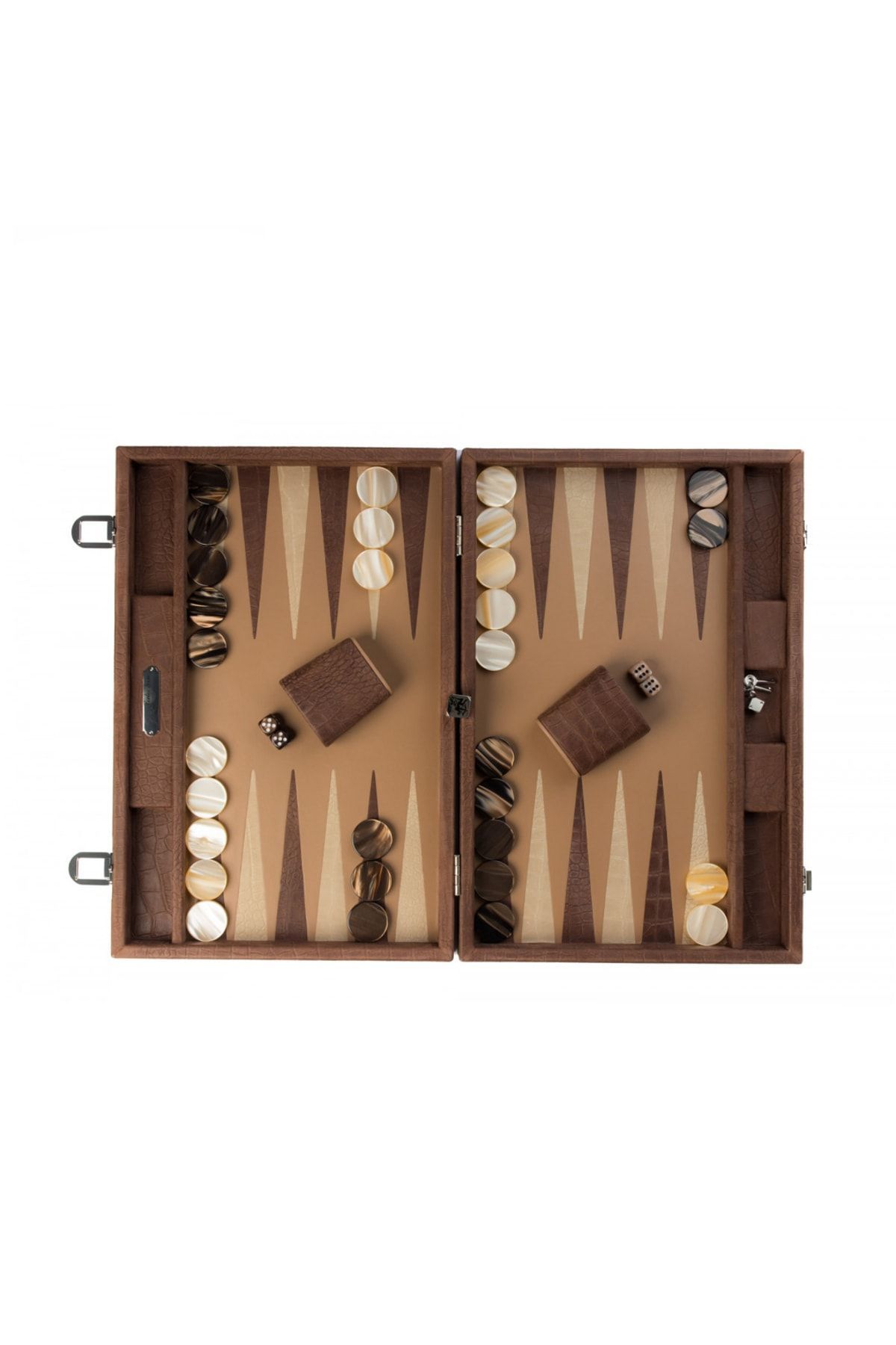 ALAIN BACKGAMMON LARGE (TİMSAH DERİSİ BÜYÜK TAVLA) KAHVERENGİ RENGİ