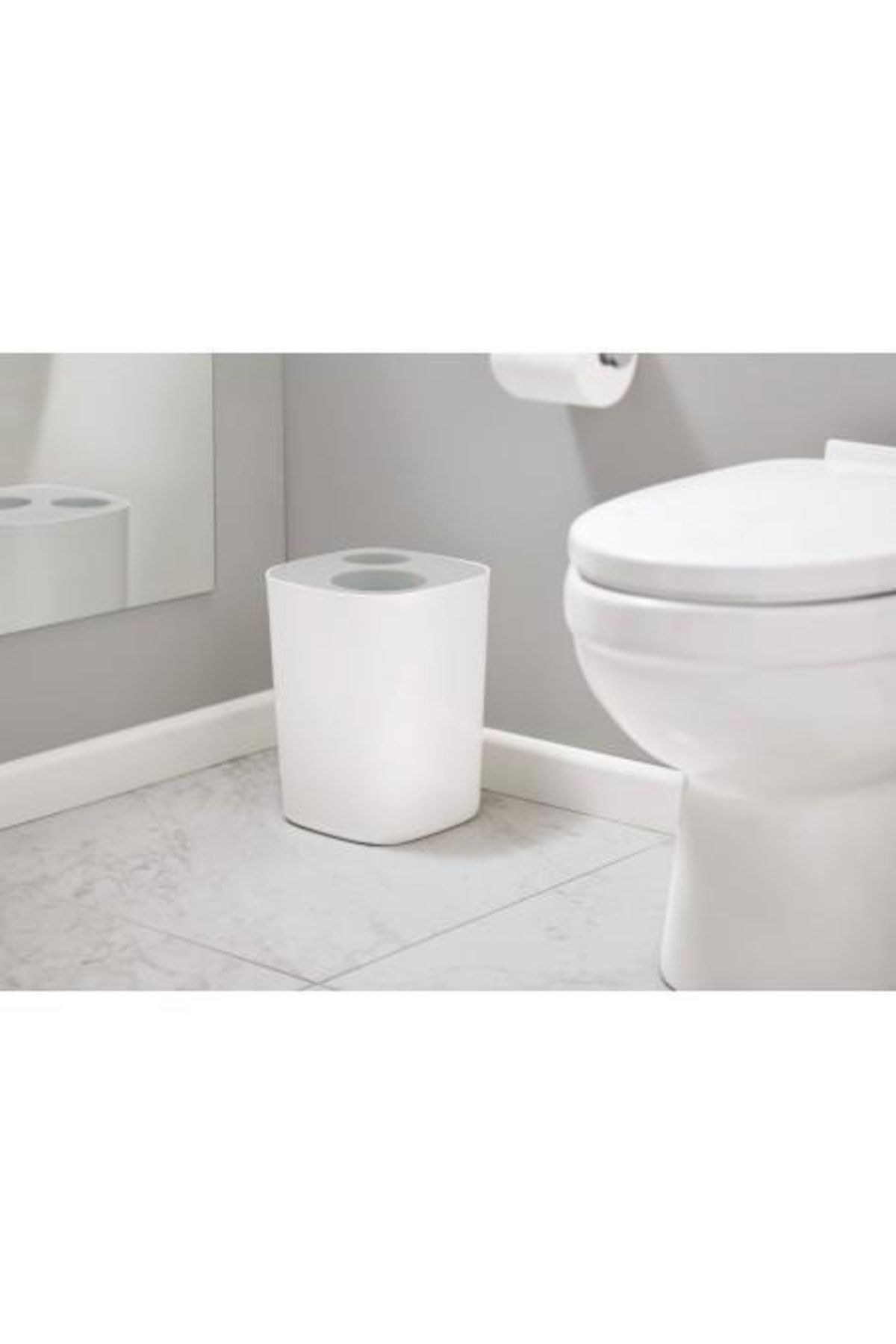 Split Banyo Atık Ayırma ve Geri Dönüşüm Kutusu 8 Litre Beyaz/Gri