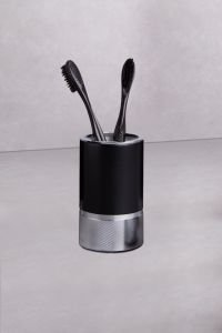 Tezgah Üstü Krom-Mat Siyah Diş Fırçalığı 102X60X60 mm