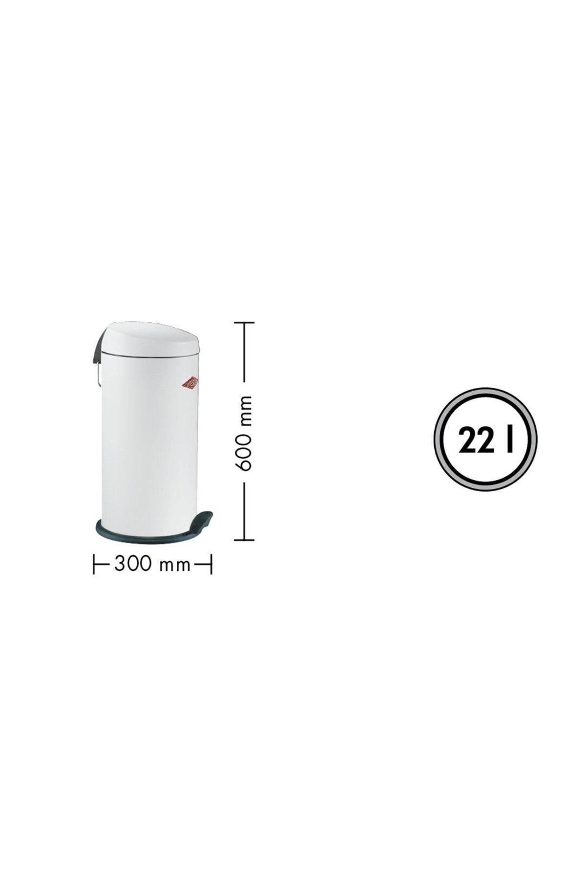 Yeni Gümüş-Capboy Maxi 22  LitrePedallı Çöp Kutusu(300x600mm)