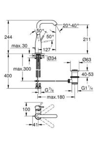 Grohe Lavabo Bataryası Essence L-Boyut Krom