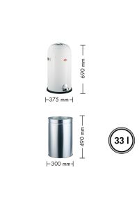 Beyaz Grafit-KickMaster Çöp Kovası 33 Litre(690x375mm)