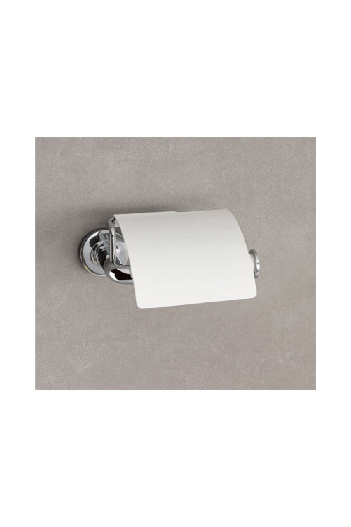 Nord Kapaklı Tuvalet Kağıtlığı Krom/Beyaz Renk 69X121X155 mm