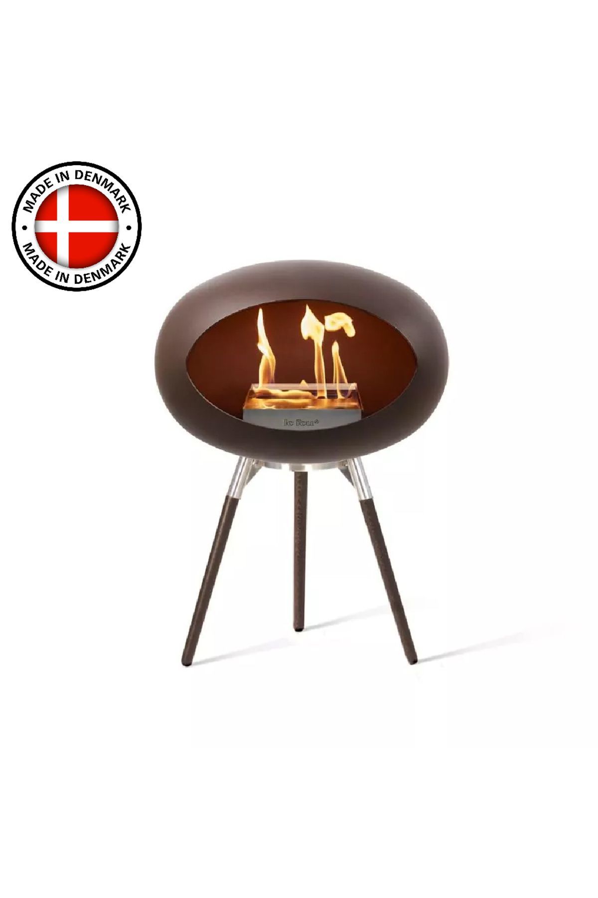 Mocca Kubbe Şömine & Öğütülmüş Ahşap Cilalı Çelik Brülör (Küçük Ayak) / Mocca Ground Wood Low Mocca- Smoked Oak-Steel Burner