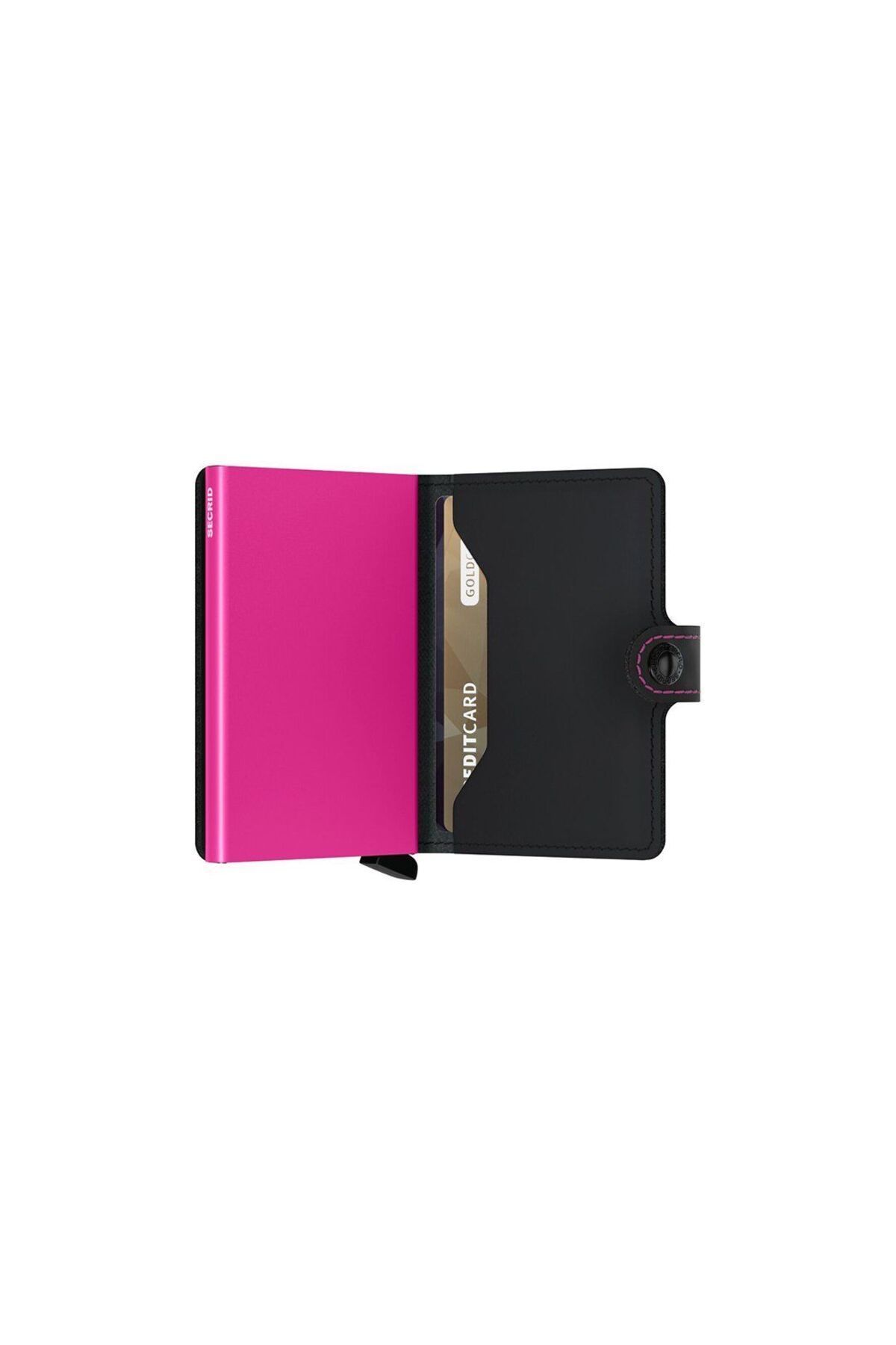 Secrid Miniwallet Matte Black Fuchsia - Mat Siyah/Fuşya %100 Orjinal Avrupa Derisi Cüzdan