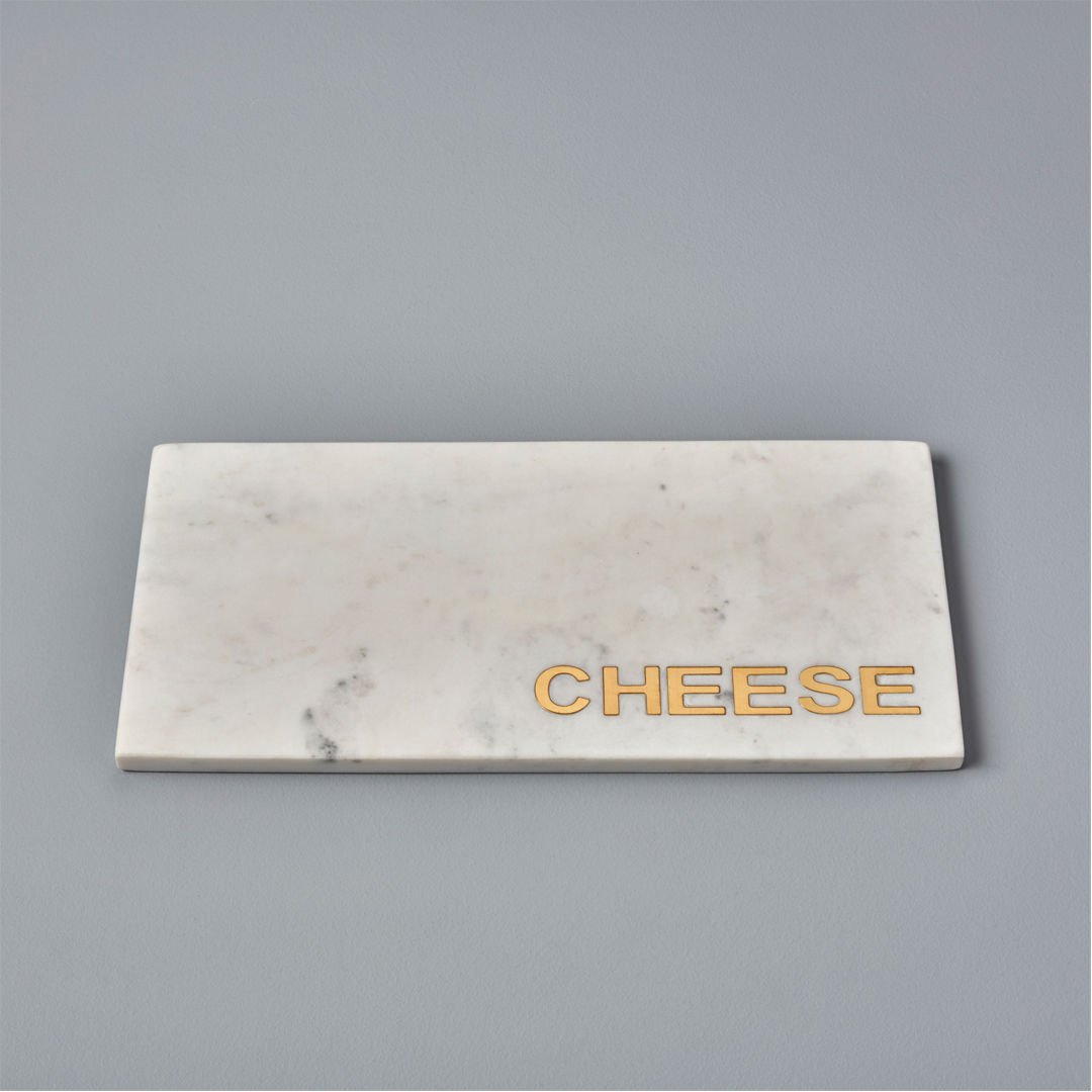 Chesse Altın Monogram Beyaz Mermer Tahta 38 X 18 Cm