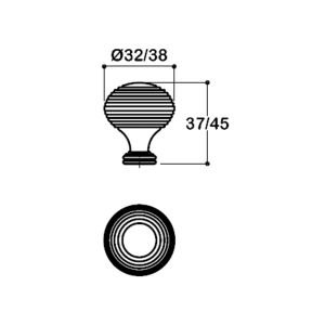 1937  TEK DELİKLİ KULP ANTİK GÜMÜŞ RENK 32 MM