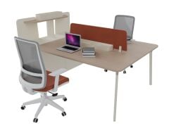 Akr Ofis Pen Etajerli İkili Workstation