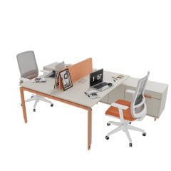 Akr Ofis Zoom Etajerli İkili Workstation