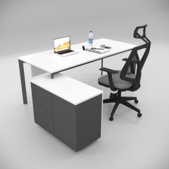 Akr Ofis Corner Ofis Çalışma Masası 80cm Alt Etajerli Beyaz