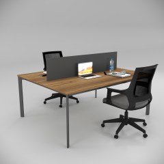 Akr Ofis  Corner İkili Çalışma Masası Workstation Ceviz