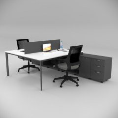 Akr Ofis  Corner İkili 320 Cm Alt Etajerli Çalışma Masası Workstation Beyaz