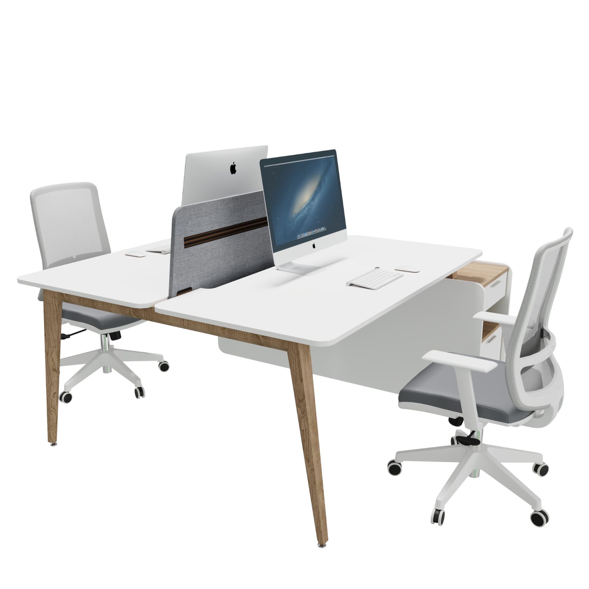 Akr Ofis Woody İkili Etajerli Workstation