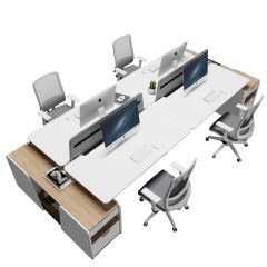 Akr Ofis Woody Dörtlü Etajerli Workstation