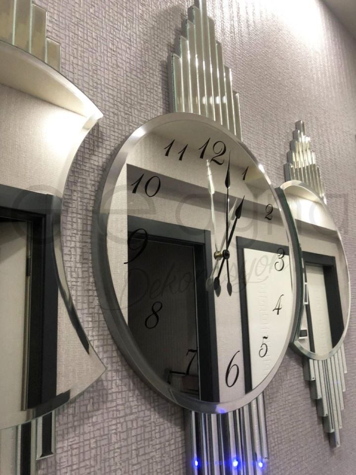 GALAKSİ- 3'LÜ GÜMÜŞ DUVAR SAATİ SETİ