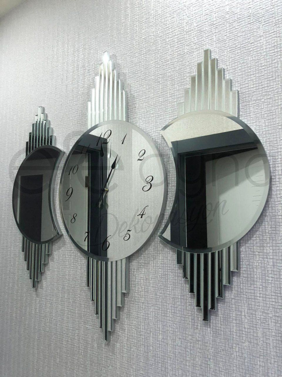 GALAKSİ- 3'LÜ GÜMÜŞ DUVAR SAATİ SETİ