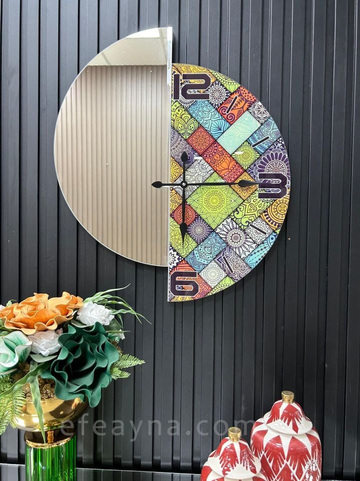 DOLUNAY 1 -GÜMÜŞ AYNA DUVAR SAATİ 60x70cm