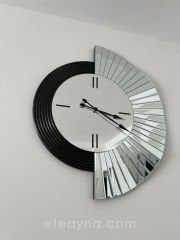 YELPAZE-SİYAH & GÜMÜŞ AYNA DUVAR SAATİ 70x80cm