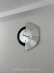 YELPAZE-SİYAH & GÜMÜŞ AYNA DUVAR SAATİ 70x80cm