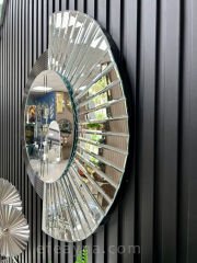 YELPAZE-SİYAH & GÜMÜŞ AYNA DUVAR SAATİ 70x80cm