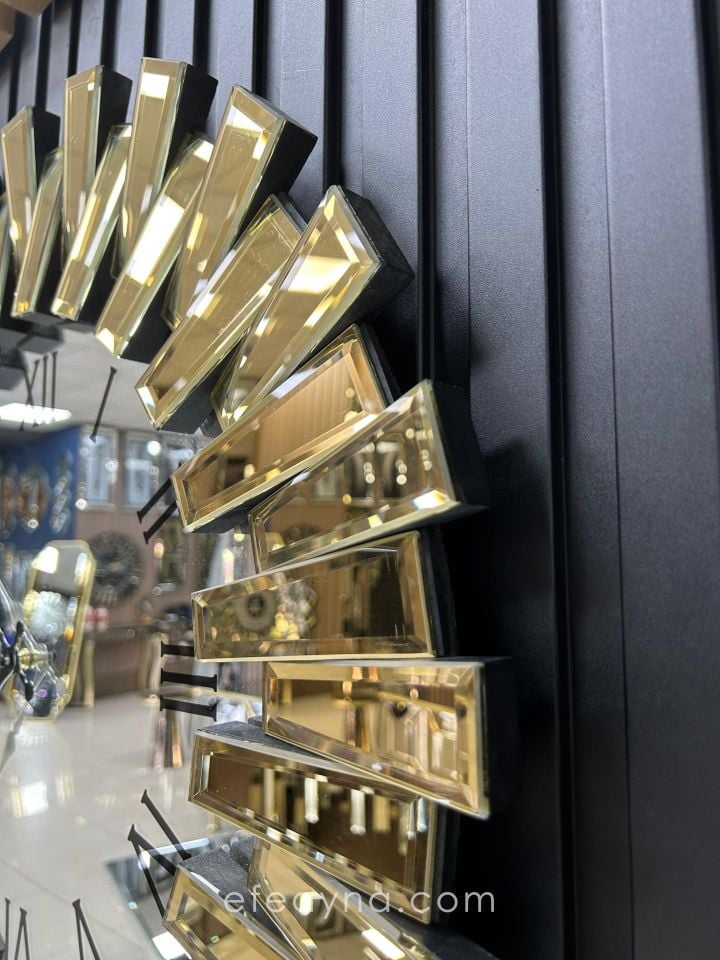 PİYANO-GOLD AYNA DUVAR SAATİ