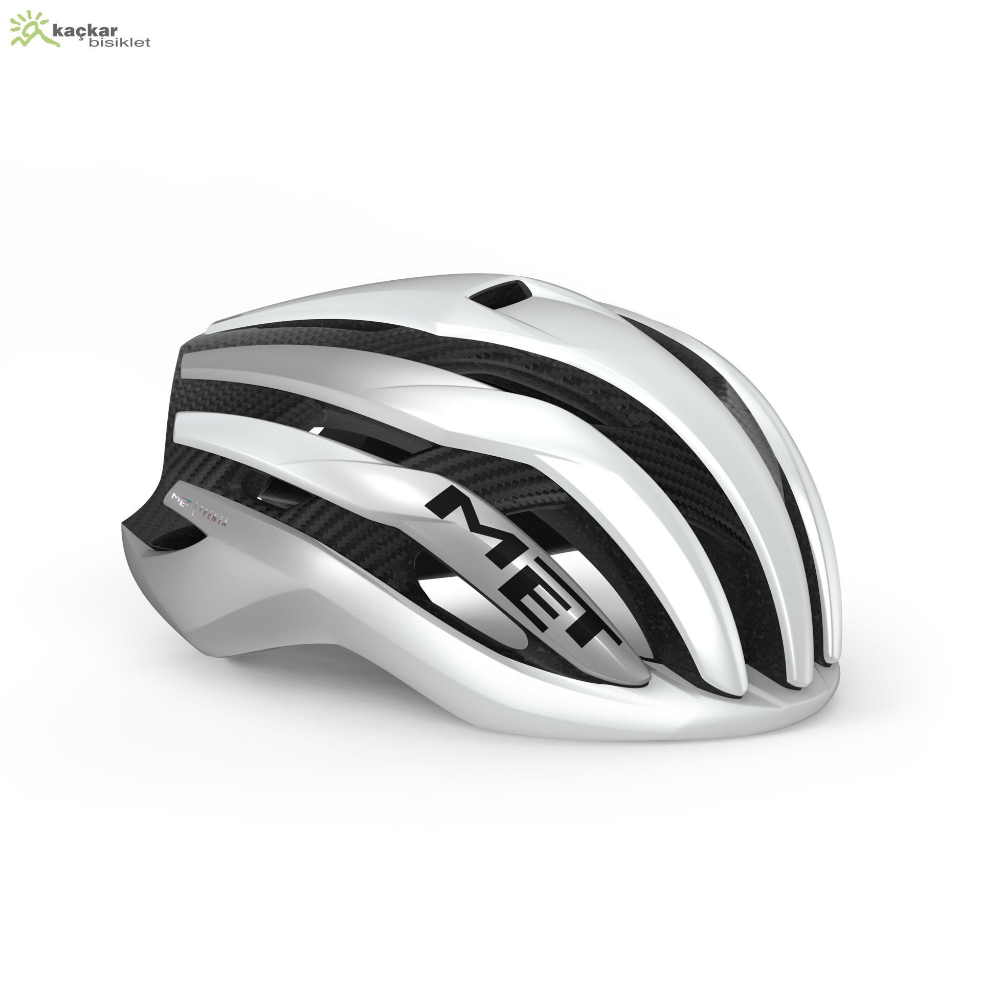 MET Helmets Trenta 3K Carbon Mips Road Kask White Silver Metallic / Matt