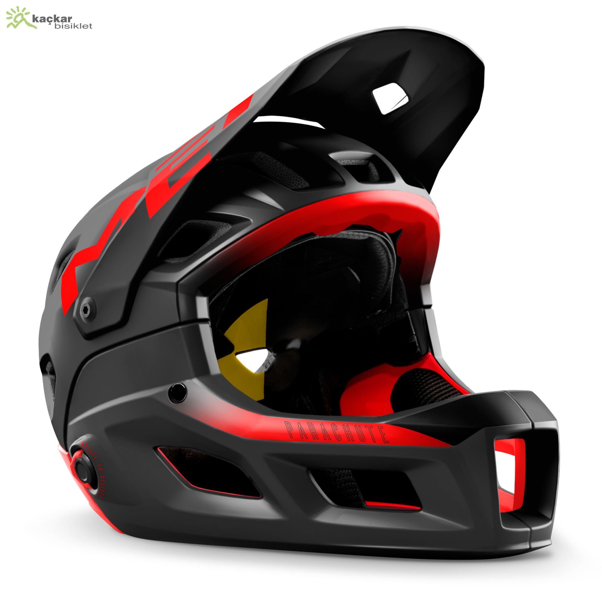 MET Helmets Parachute MCR Mips Full Face Kask Black Red / Matt Glossy