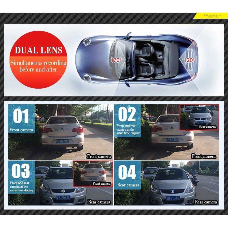 Araba Dvr Uyumlu Hd 45355 ''LCD Ekran Ön Arka Kamera Çift Kayıt Sürüş