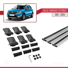Dacia Sandero STEPWAY 2012-2020 Arası ile Uyumlu FLY Model Ara Atkı Tavan Barı GRİ 3 ADET BAR