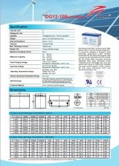Ritar DG12-100 12V 100 amper jel batarya ( 750 Cycle ) Güneş paneli aküsü