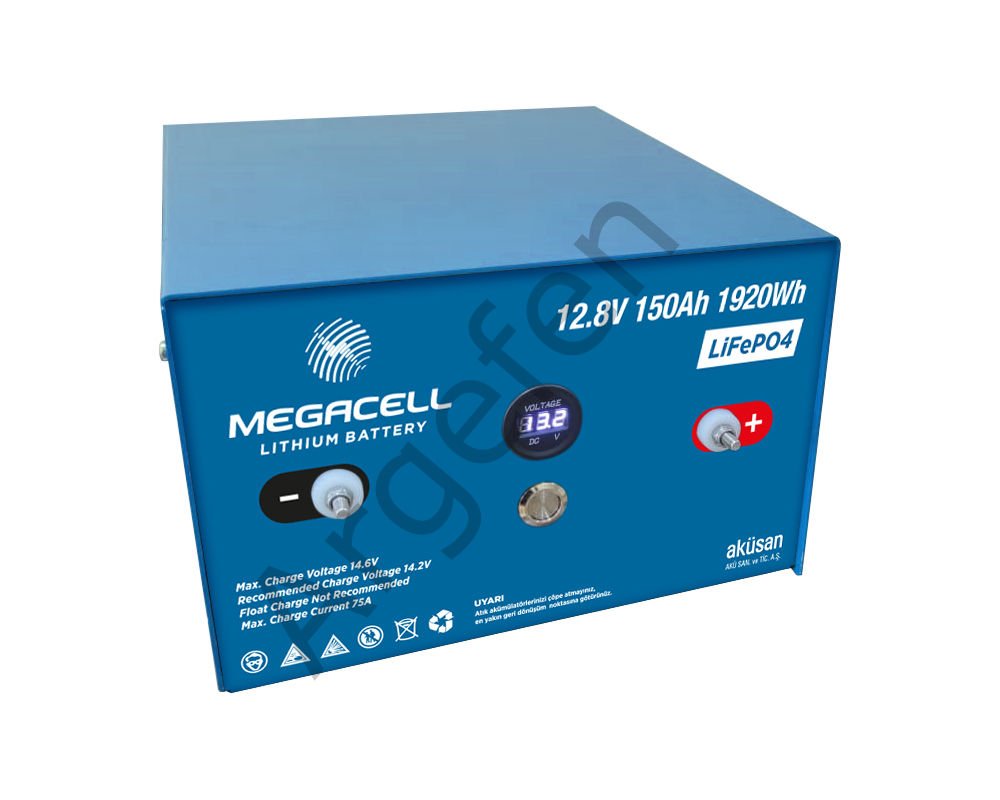 Megacell Lifepo4 12.8V 150Ah Lityum Demir Fosfat Akü