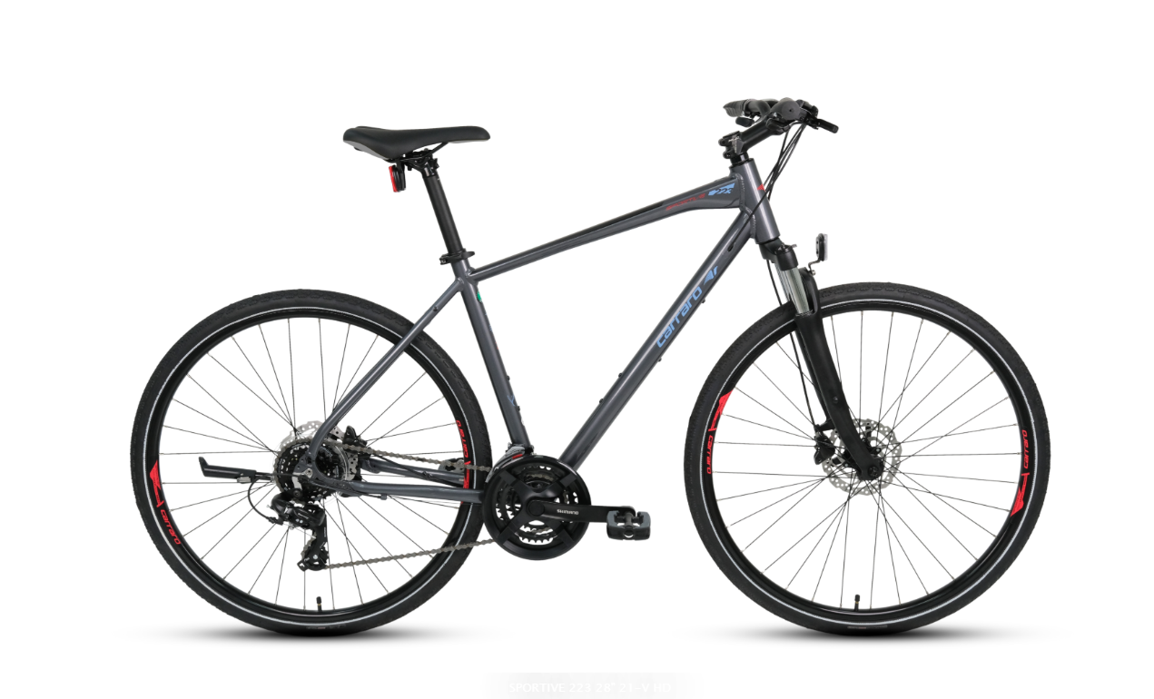Carraro Sportive 223 28 Jant 21 Vites Hidrolik Fren Şehir Bisikleti Andrasit-Kırmızı/Açık Mavi 51 cm