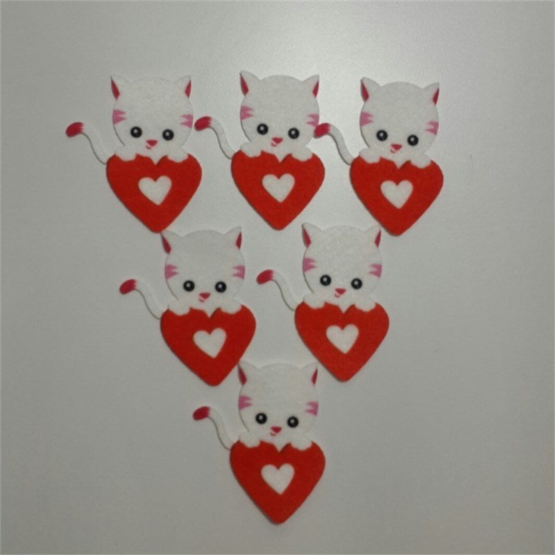 Sevgililer Günü Mesajlı Kedi Figür Keçe Aplike (DK 96)