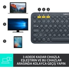 Logitech K380 Kompakt Kablosuz Bluetooth Klavye - Siyah