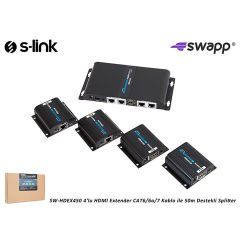 S-Link Swapp SW-HDEX450 50m HDMI Uzatıcı (Extender) + 4 Kanal Çoklayıcı (Splitter)
