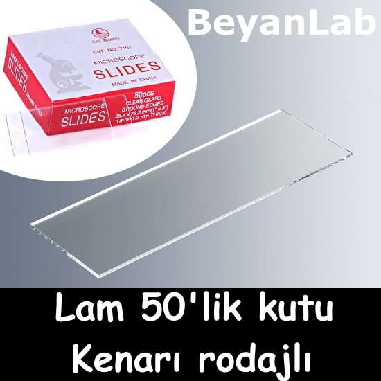 Borox Düz Lam - Kenarı Rodajlı Mikroskop Lamı 50 Adet