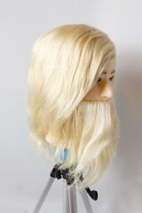 Prodiva Kuaför Eğitim Mankeni Puppeti Gerçek Saç Ve Sakal Erkek Platin – 30 cm Saç