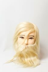 Prodiva Kuaför Eğitim Mankeni Puppeti Gerçek Saç Ve Sakal Erkek Platin – 30 cm Saç