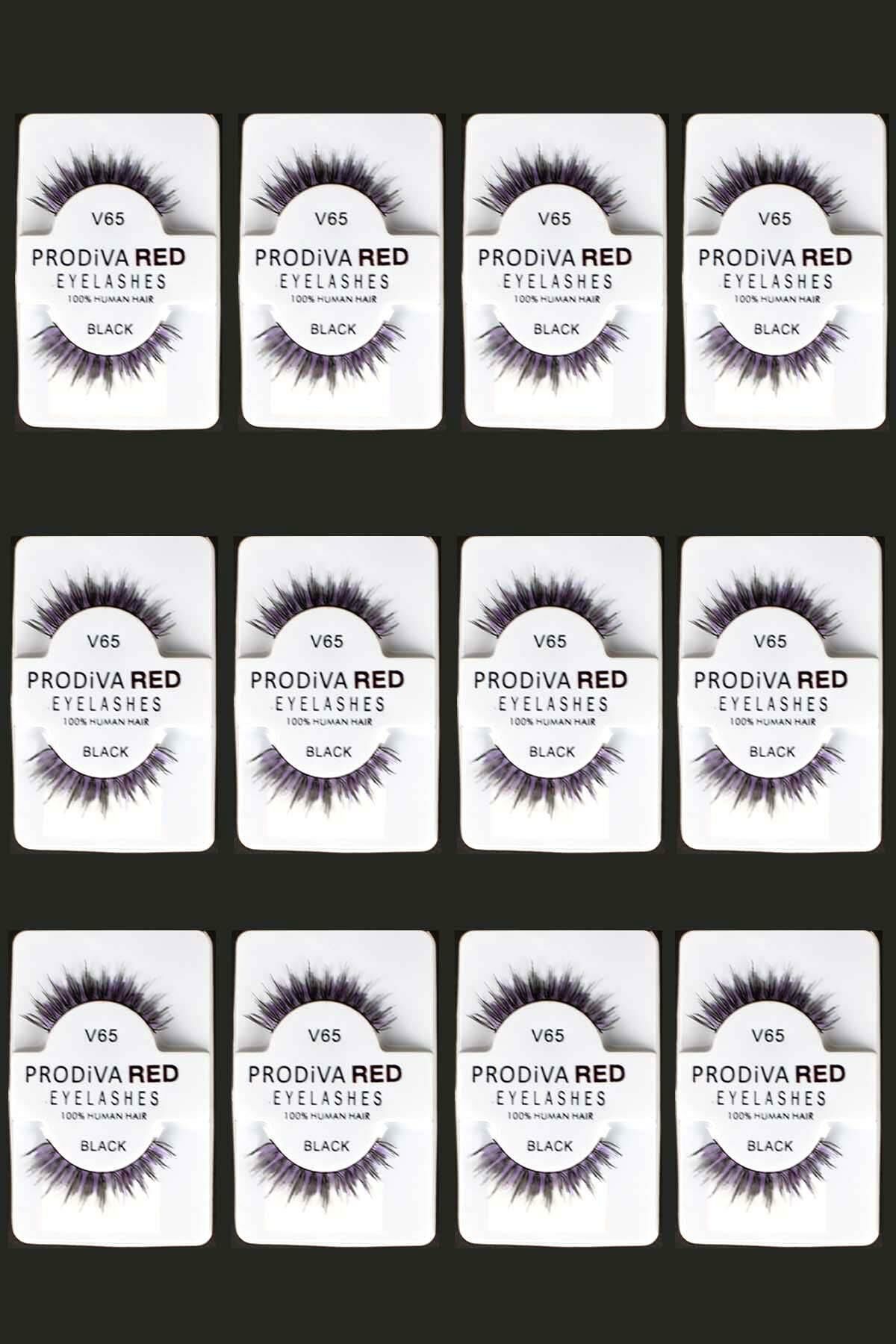 Prodiva Red V65 Eyelashes 12'li Bütün Takma Kirpik- Mor detaylı