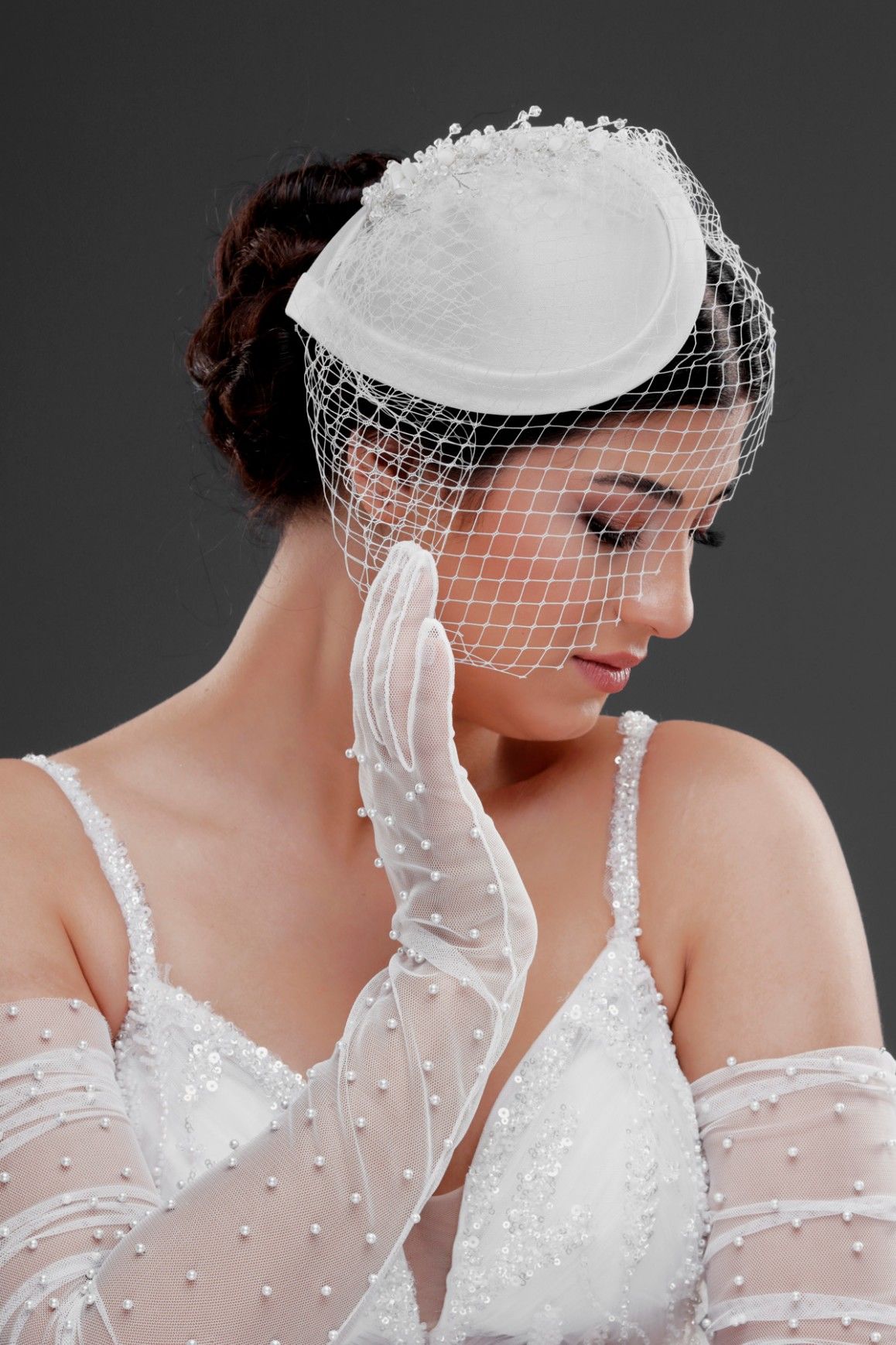 Bridal Cap Wedding Hat Voile EKRU ST662