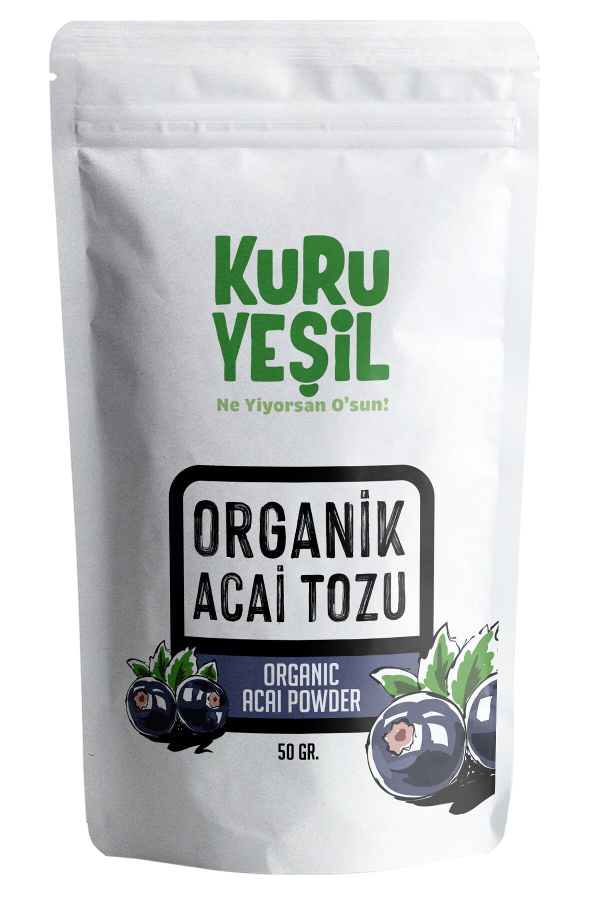 Kuru Yeşil Organik Açai Tozu 50 gr - Organic Acai Powder