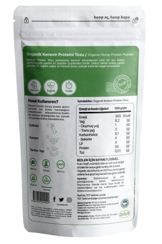 Kenevir Proteini Tozu 100 GR, Vegan Protein, Bitkisel Protein, Sağlıklı Protein, Hemp Seed Powder