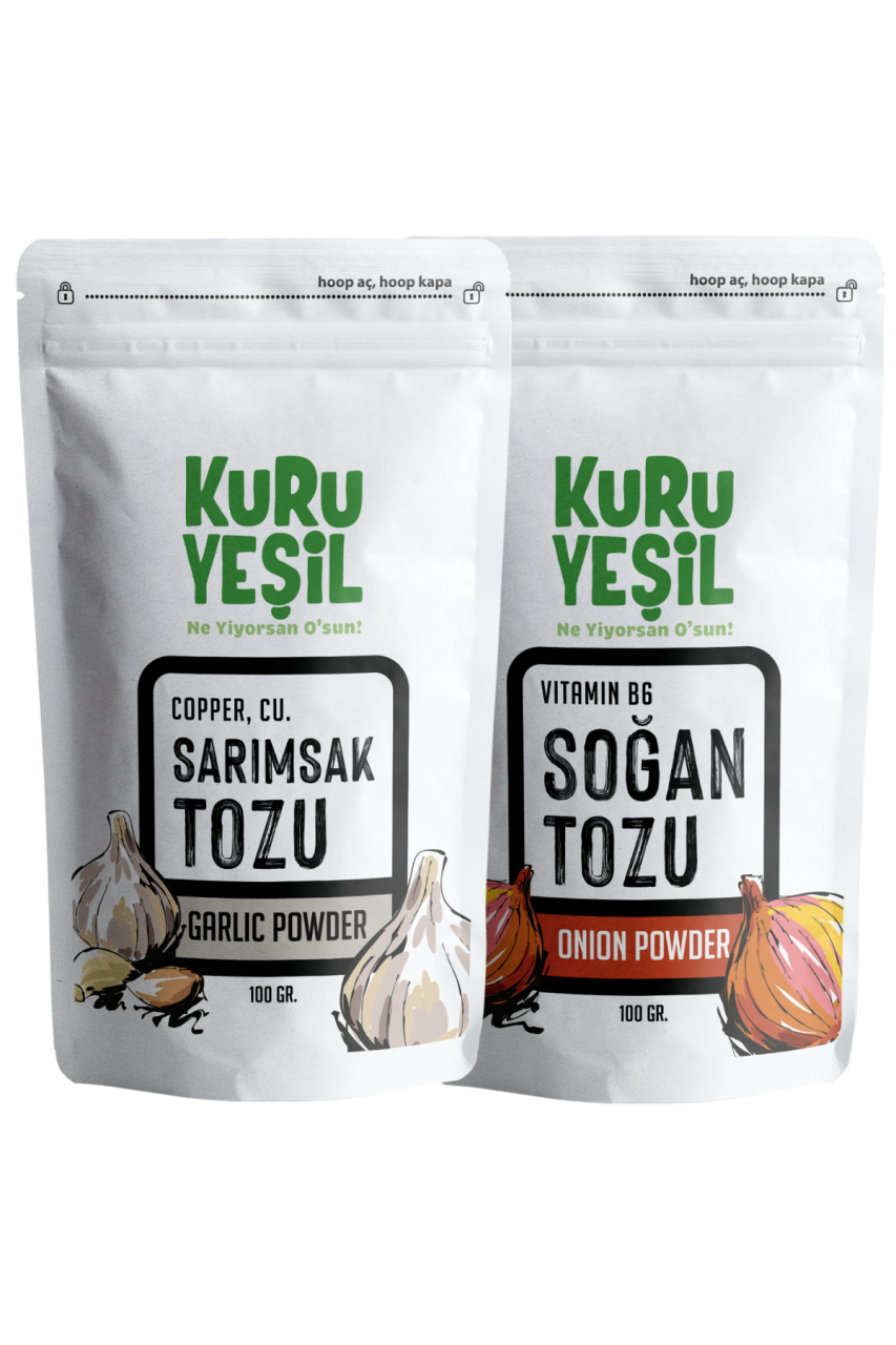 Yerli Sarımsak Tozu 100 gr - Yerli Soğan Tozu 100 gr - Sebze Tozları, Yerli Ürün, Vegan, Glutensiz, Doğal, Katkısız