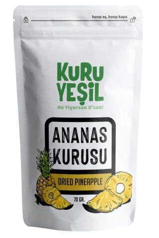 Kuru Yeşil Ananas Kurusu 70 GR | Kuru Meyve - Şeker İlavesiz - GDOsuz Kuru Ananas