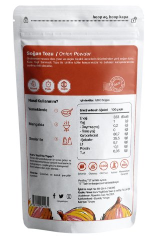 Yerli Soğan Tozu 100 gr - Yerli Sebze Karışımı 100 gr - Sebze Tozları, Doğal Karışık Sebze, Köfte Harcı, Doğal, Katkısız Ürünler, Gurme