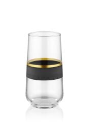 The Mia GLW0002 Glow Su Bardağı 6 Lı Uzun Siyah Gold Set