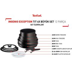 Tefal Ingenio Titanyum 6X Exception Büyük Tava ve Tencere Seti 12 Parça