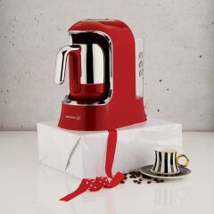 Korkmaz A862 Kahvekolik Aqua Kırmızı/Krom Kahve Makinesi