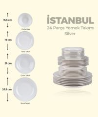 Acar 22-0004 İstanbul Silver 24 Prç Yemek Takımı