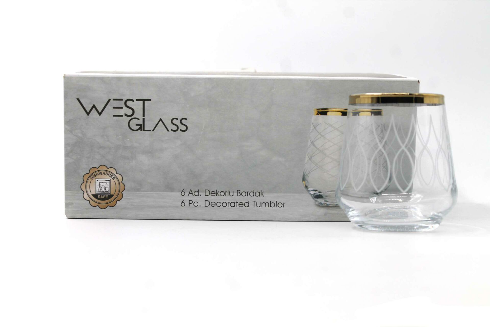 WestGlass W420202WG Allegra Wave Desen Gold Kaplama Kahve Yanı Su Bardağı